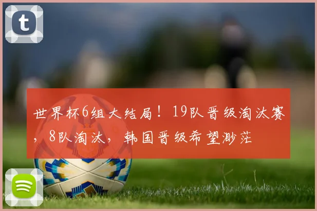 世界杯6组大结局！19队晋级淘汰赛，8队淘汰，韩国晋级希望渺茫